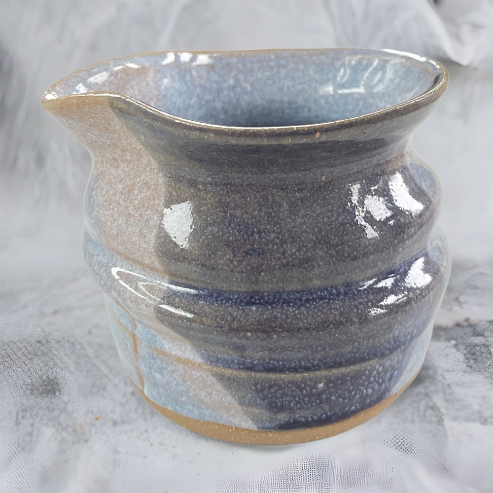 Blue/ Periwinkle Studio Pottery Pitcher Signed Ceramic Stoneware - Picture 2 of 7